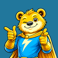 EB Bär Maskottchen zeigt Fingerguns
