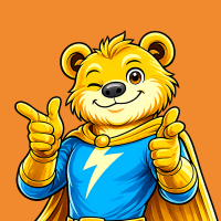 EB Bär Maskottchen zeigt Fingerguns
